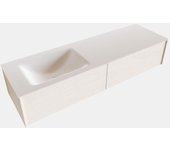 Mondiaz lush 150cm mueble de baño color underlayment con 2 cajones. con lavabo cloud izquierda 1 orificio color talc