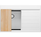 Primagran fregadero cocina blanco 78x50cm, fregadero granito 1 seno + sifón + accesorios, fregadero sobre encimera al mueble 45cm - sydney