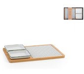 Tabla de cortar de bambú con 2 platos de cerámica, h&h 17 x 27 cm