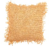 Cojín cuadrado estilo boho bali en hoja de rafia funda + relleno - alizon