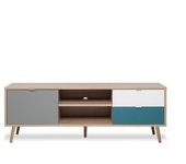 Gabinete de televisión escandinavo roble, gris, decoración blanca y de aceite 1 puerta 150 x 40 x altura 51 cm