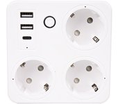 Cofan regleta inteligente wifi | 3 tomas + 2 puertos usb + 1 puerto usb-c | aplicación: smart life o tuya | compatible con alexa y google