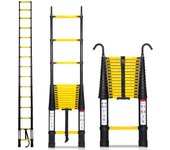Escalera telescópica hasta 150 kg escalera multifunción estable de aluminio 4,4 m amarillo + negro