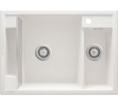 Fregadero de cocina de granito magnético blanco - deante - 50 x 69 cm, 1.5 cubeta