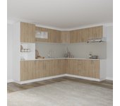 Set cocina haaus karo v36, madera natural/blanco, encimera thermo 28 mm, l 280 x 220 cm