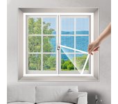 Mosquitera autoadhesiva para ventana, ventana con mosquitera antiinsectos con cremallera, mosquitera de malla fina para ventana, 100 x 120 cm, blanco