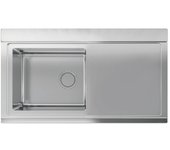 Fregadero de inox 90x50 cm con escurridor.