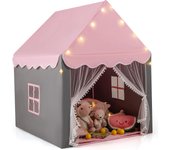 Tienda campaña infantil, tienda de princesa con luces de estrellas, plegable play carpa, cabaña, con ventana de malla, alfombra de algodón