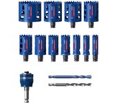 Juego de sierra de orificio de material resistente experto, 20/2/25/30/32/35/40/44/51/60/64/76 mm, 14 pc.