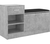 Banco para zapatos, botas, cómoda, estante, almacenamiento de entrada, 94,5 x 31 x 57 cm, aglomerado gris 02_0022976