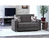 Sofá cama 2 plazas manuel, sofá lineal con almacenaje, sofá de salón de tela acolchada con apertura click-clack, 160x85h91 cm, gris