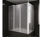 Mampara de ducha de pared en forma l 4 paneles plegables 70x120x137 cm