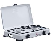 Placa de gas portátil de 2 quemadores 3200w cocina de gas butano o propano tapa lacada en blanco