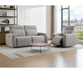 Sofá de 3 plazas y sillón reclinable eléctrico de tela gris lorgita