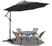 Sombrilla voladiza 3m sombrilla aluminio giratoria sombrilla jardín terraza balcón gris