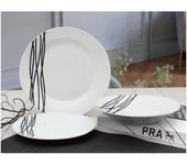 Vajilla de porcelana blanco étnico 18 piezas