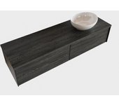Mondiaz lush 150cm mueble de baño antracite con 2 cajones. con lavabo derecho 1 orificio blanco brillo