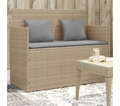 Banco de jardín vidaxl con cojines beige de resina de ratán