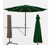 Sombrilla semáforo 3,5m sombrilla con led y funda protectora sombrilla giratoria aluminio jardín terraza balcón verde
