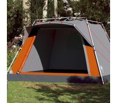 Tienda campaña cabaña 4 personas apertura rápida gris naranja unico / gris