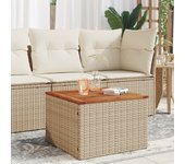 Vidaxl mesa de jardín ratán sintético madera acacia beige 55x55x37 cm