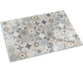 Placa de cristal para chimenea, zócalo protector de chimenea, diseño moderno | 120x80 | rectángulo | patrones de mosaico en azulejos