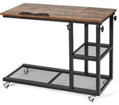Mesa de noche ajustable en forma de c, mesa de sofá con bandeja reclinable, mesa de bandeja de aperitivos móvil con ruedas giratorias de 360°