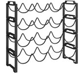 Estante para vinos para 16 botellas, metal negro, 42,5 x 16,5 x 41 cm, soporte para botellas