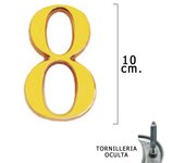 Numero latón 8 10 cm. con tornilleria oculta (blister 1 pieza)