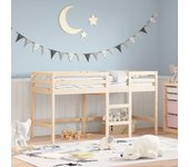 Vidaxl cama alta de niños con escalera madera maciza pino 90x200 cm