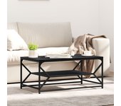 Vidaxl mesa de café con estante roble negro 90x50x40 cm madera ingenierizada