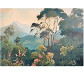 Papier peint intissé panoramique 3d jungle nature vert foret 300x210 cm - colle inclus - moderne papier peint pour chambre salon