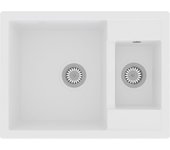 Fregadero de cocina dos senos con rebosadero 58 x 44 cm granito blanco 02_0004378