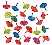Relaxdays pack 24 peonzas madera, peones giratorios niños, detalles para regalar en cumpleaños o comunión, multicolor