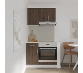 Set cocina haaus karo v1, roble bronce/blanco, encimera thermo 28 mm, l 100 cm