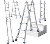 Escalera multifuncional escalera multiusos escalera telescópica de aluminio plata hasta 150kg-4x5 513cm