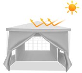 Carpa pabellón tubos de acero - carpa para terraza, fumadores y fiestas de tubos de acero para el jardín 3x3m blanca
