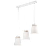 Lamkur agustino lámpara de techo colgante bar, pantalla de tela, blanco, 3x e27