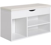 Banco zapatero de entrada homcom blanco 80x30x47 cm