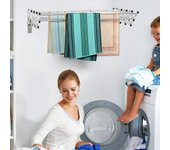 Tendedero de pared con 8 barras de acero inoxidable, toallero de secado para baño, plegable, capacidad de carga de 25 kg