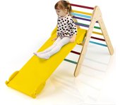 Triángulo de escalada de madera montessori con rampa de tobogán reversible para niños de 1 año + área de juegos para habitación infantil, carga 50 kg