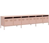 Mueble para tv acero laminado en frío rosa 202x39x43,5 cm v4421 unico / rosa