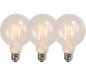 Pack de 3 bombillas led filamento e27 g95 4w 320lm 2700k