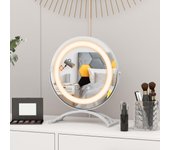 Espejo de maquillaje con iluminación, de maquillaje giratorio de 360 grados con pantalla táctil, 3 colores de luz y brillo regulable, recargable