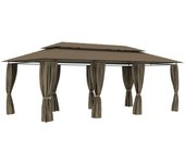 Vidaxl cenador con cortinas gris taupe 180g/m² 600x298x270 cm