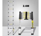 Escalera extensible telescópica hasta 150 kg escalera de aluminio estable de 2,6 m