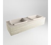 Mondiaz erin 150cm mueble de baño color light brown grey con 1 cajón. con lavabo ridge doble sin orificios color linen
