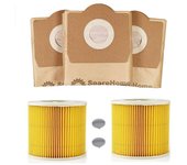 10 bolsas alta filtración + 2 filtros de cartucho para aspirador karcher wd3