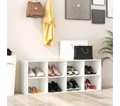 Banco zapatero de 8 cubos, banco entrada recibidor 3 niveles, unidad de almacenamiento multifuncional, organizador, carga 230kg, 102x30x41cm (blanco)