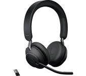 Jabra evolve2 65 cuffie wireless con supporto di ricarica, cuffie certificate uc con batteria a lunga durata, adattatore bluetooth usb-a, nero
